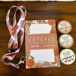 Elyse Breanne Bundle Lanyard Notepad. And Washi tapes all new